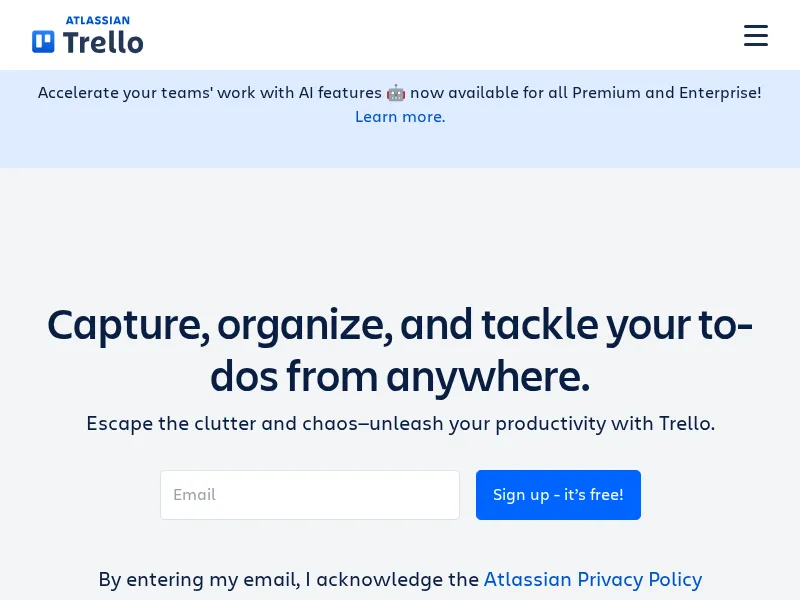 Aperçu de l'interface Trello