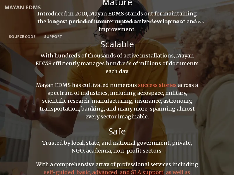 Aperçu de l'interface Mayan EDMS