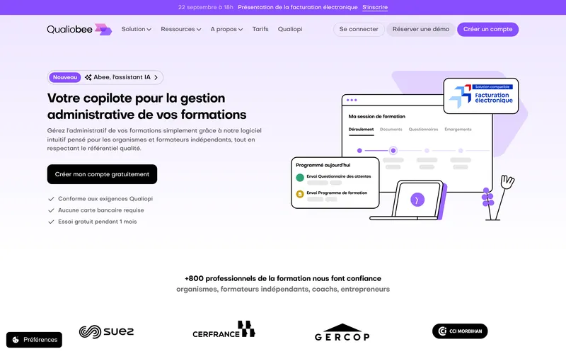 Aperçu de l'interface Qualiobee