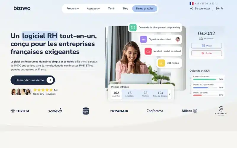 Aperçu de l'interface Bizneo HR